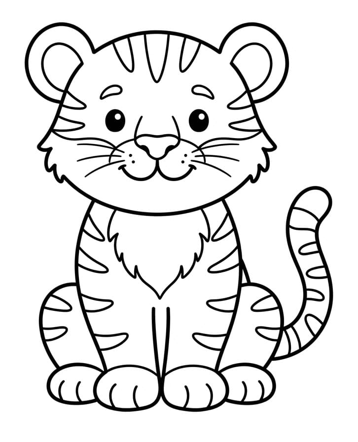 Coloriage Tigre Pour les Enfants de 1 An