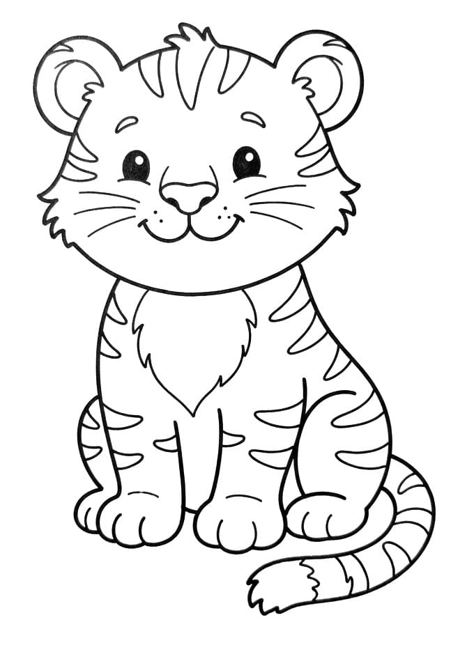 Coloriage Tigre Pour les Enfants de 3 An