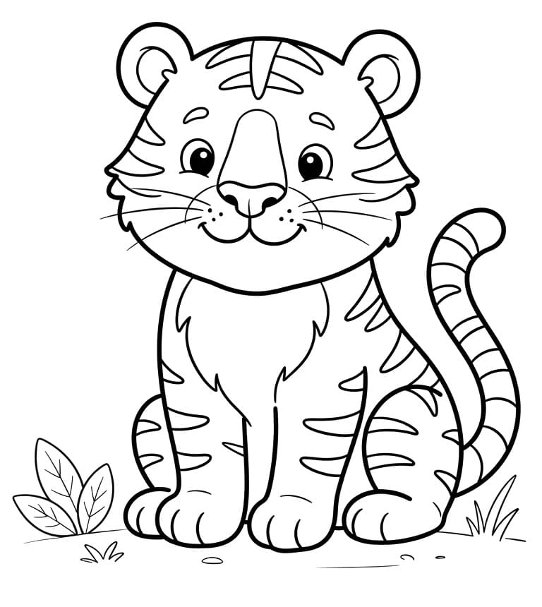 Coloriage Tigre Pour les Enfants de 4 An