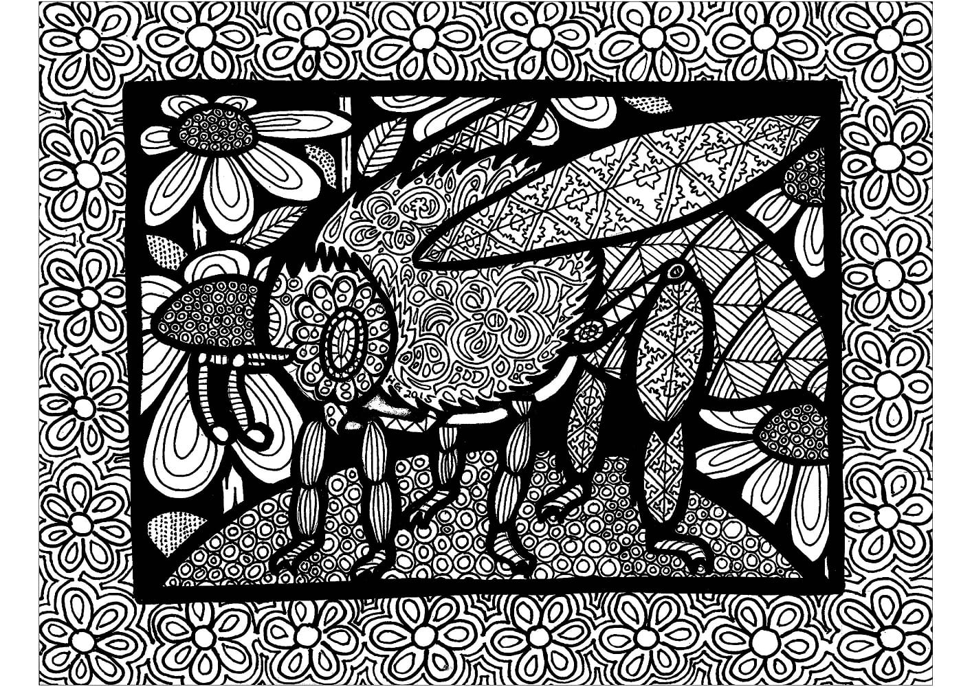 Abeille Zentangle Pour Les Enfants coloring page