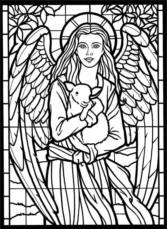 Ange Vitrail coloring page