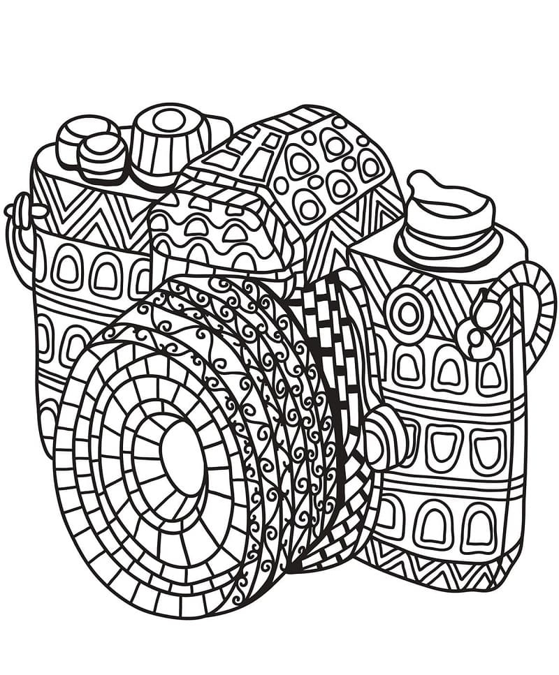 Appareil Photo Zentangle Pour Les Enfants coloring page