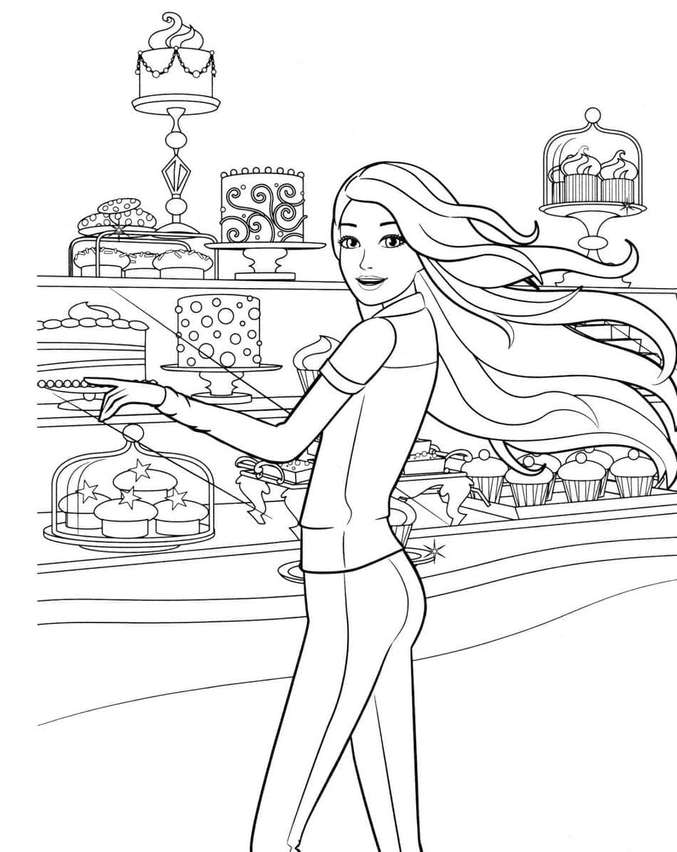 Barbie à la Boulangerie coloring page