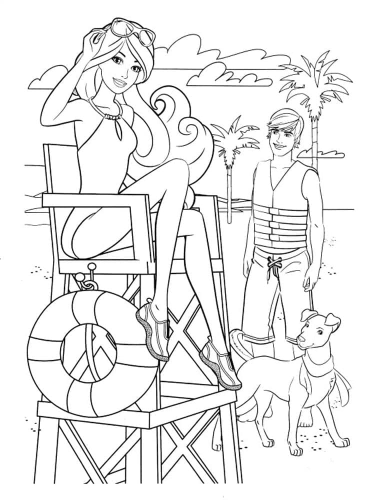 Coloriage Barbie avec Ken