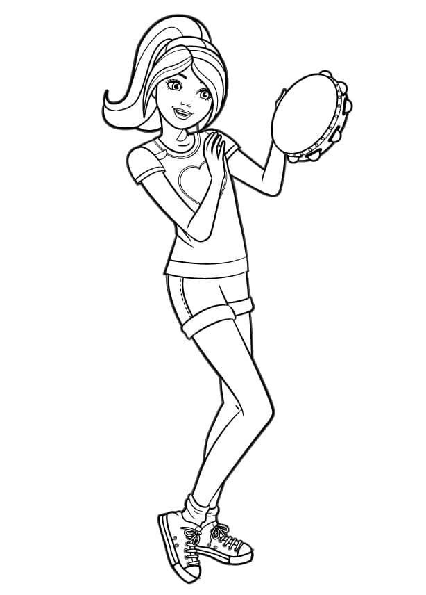 Barbie avec Tambourin coloring page