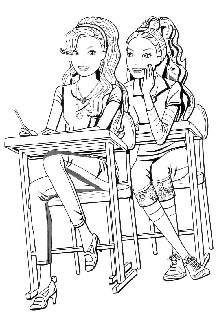 Barbie en Classe coloring page