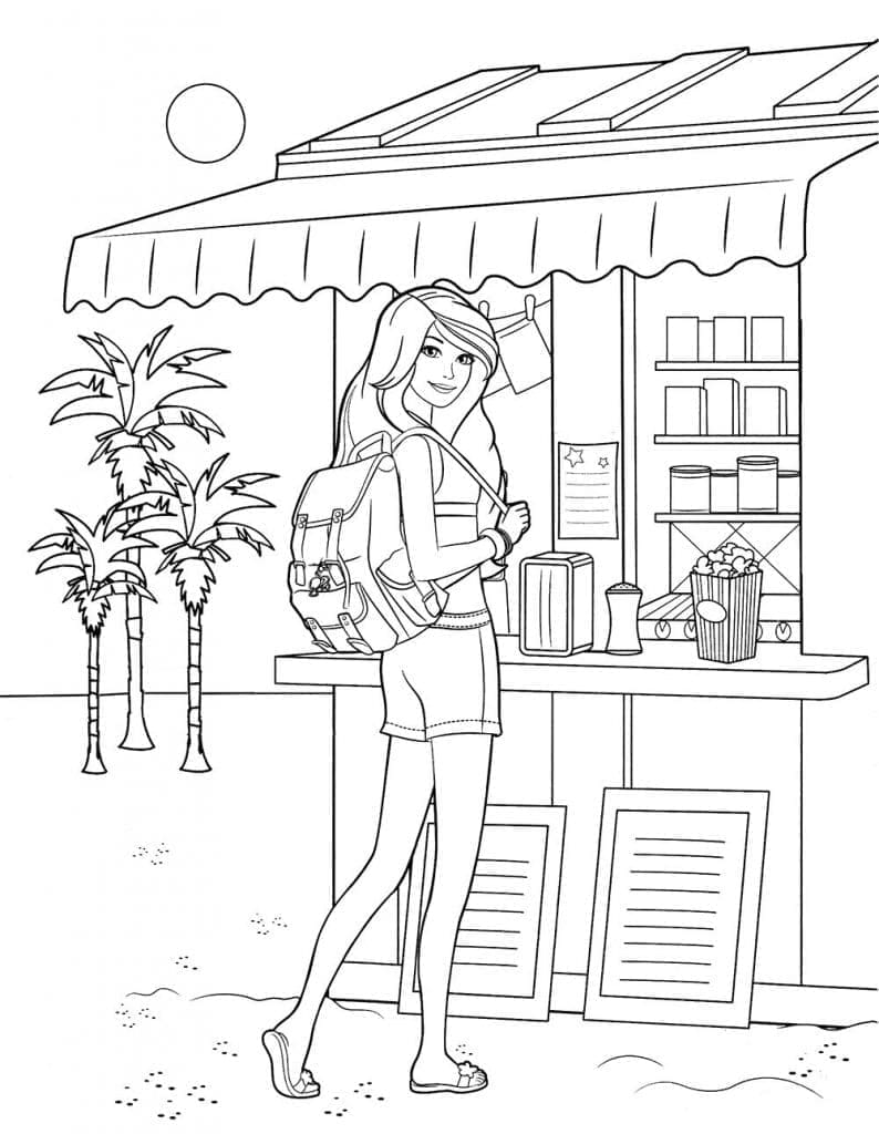 Barbie en Voyage coloring page