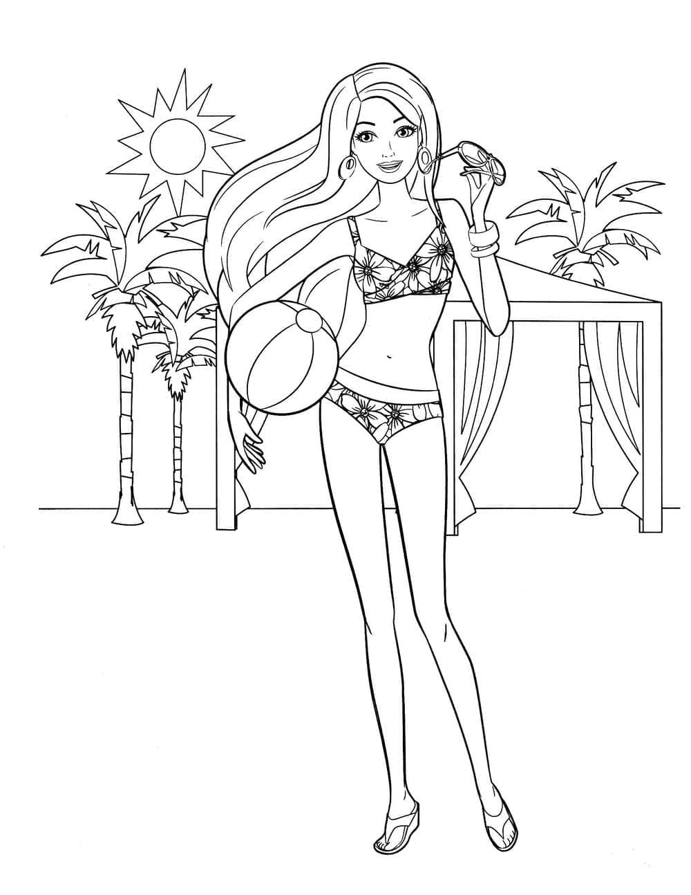 Barbie et Ballon de Plage coloring page