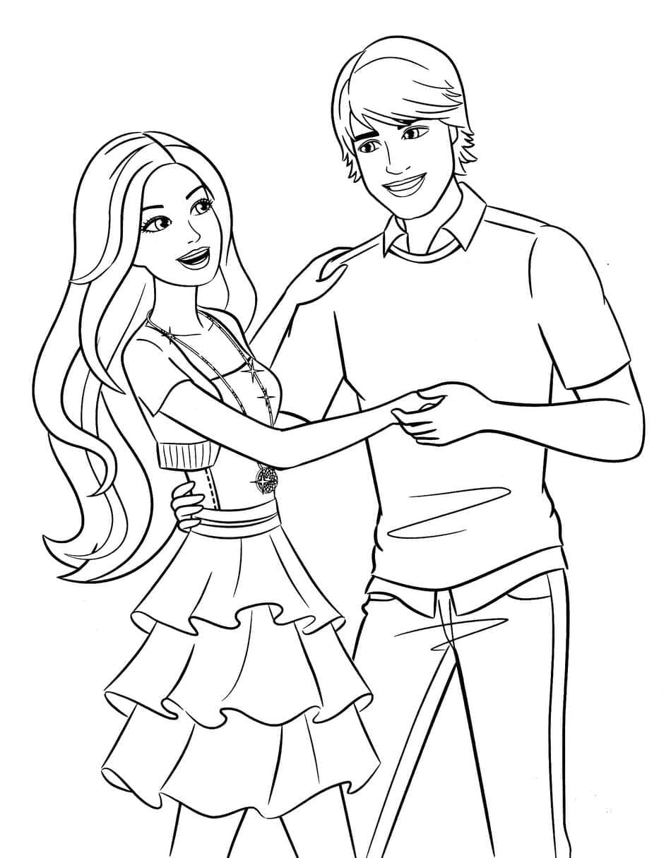 Coloriage Barbie et Ken