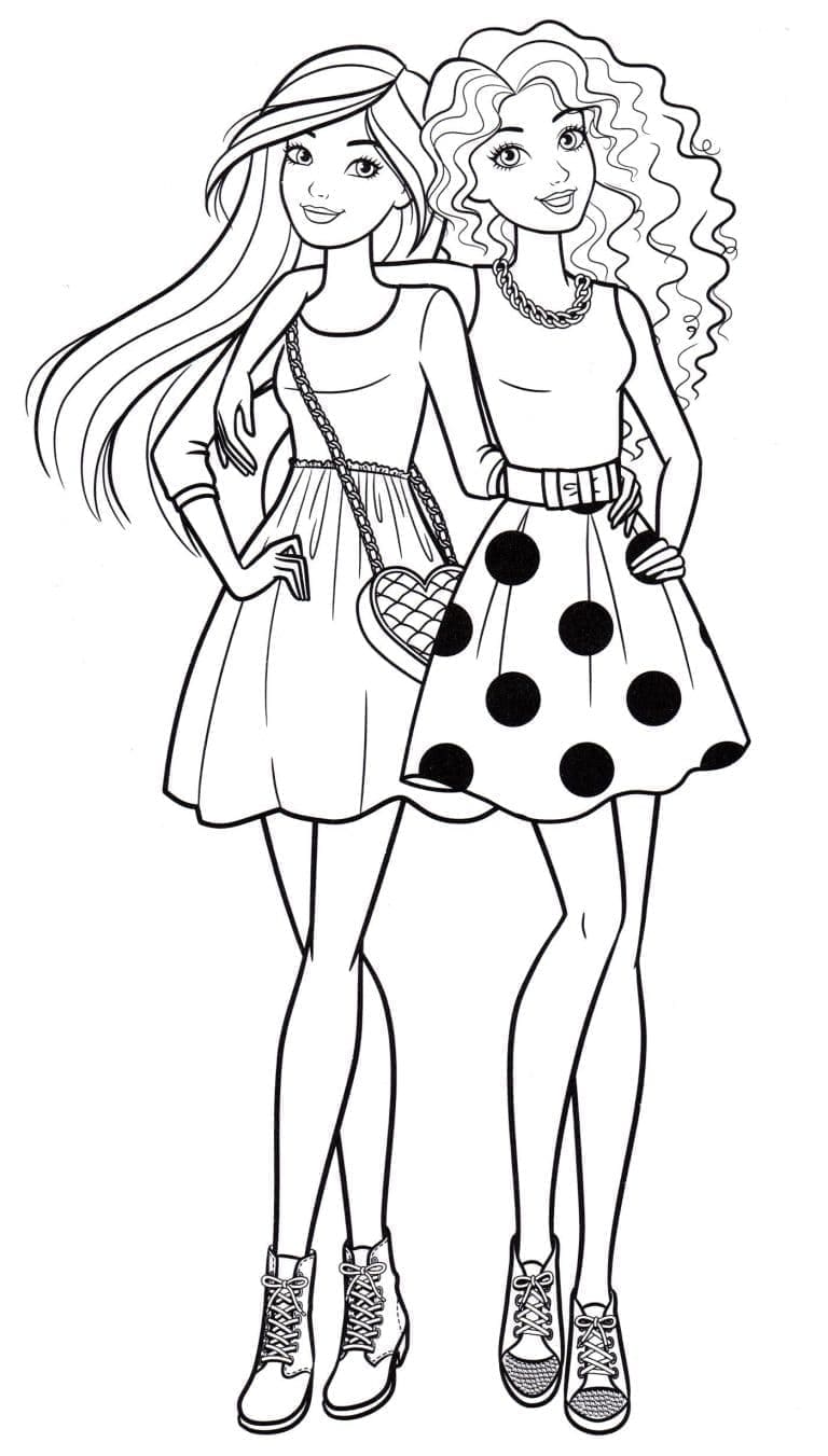 Coloriage Barbie et son amie