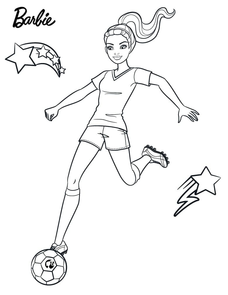 Barbie Joue au Foot Sport coloring page