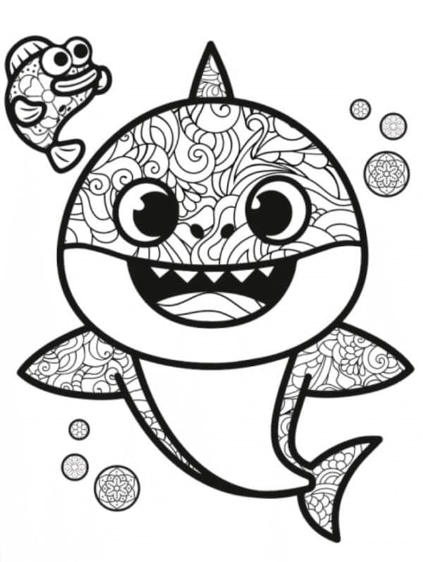 Bébé Requin Zentangle Pour Les Enfants coloring page