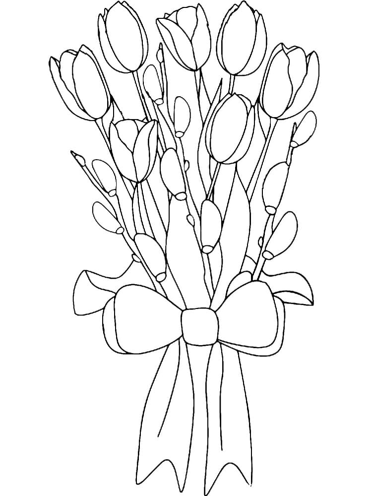 Coloriage Bouquet de Tulipes
