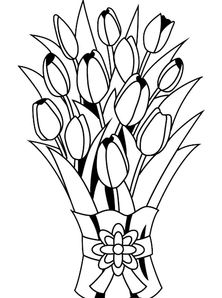Coloriage Bouquet de Tulipes