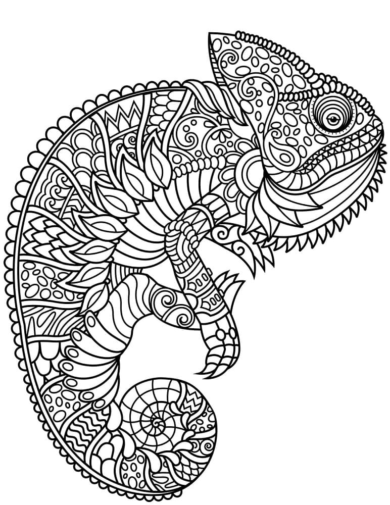 Caméléon Zentangle Pour Les Enfants coloring page