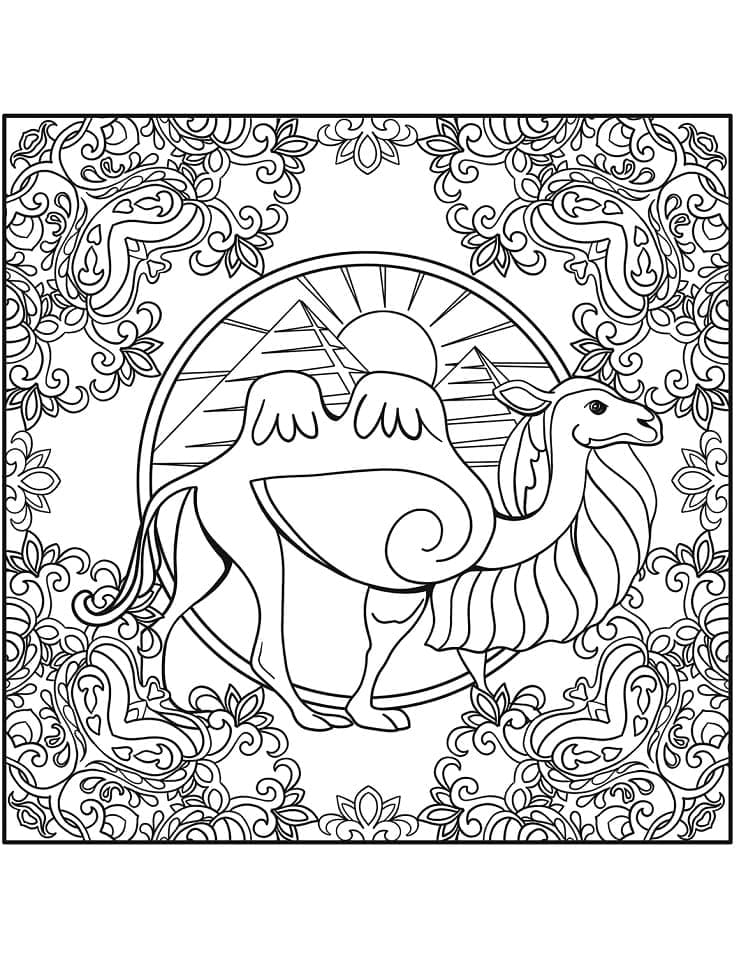 Chameau Mandala Animaux coloring page