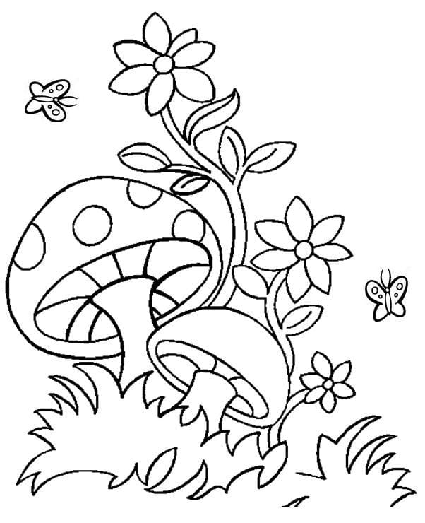 Champignons coloring page