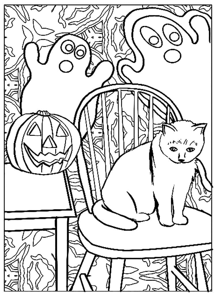 Coloriage Chat à Halloween