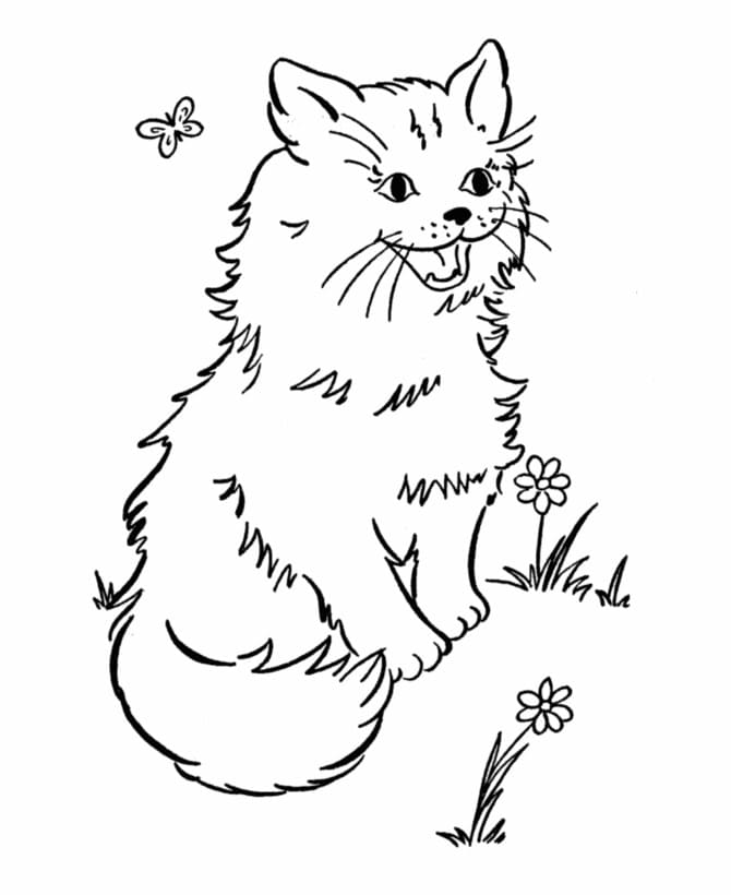 Chat Heureux coloring page