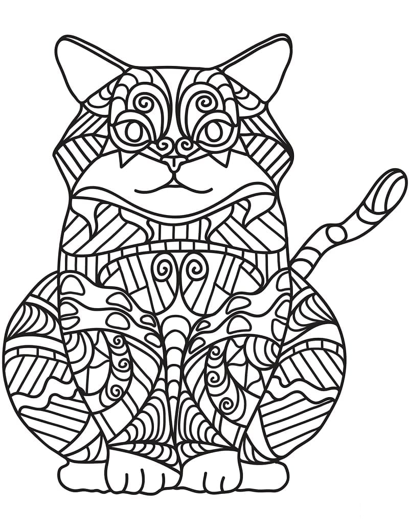 Chat Zentangle Pour Les Enfants coloring page