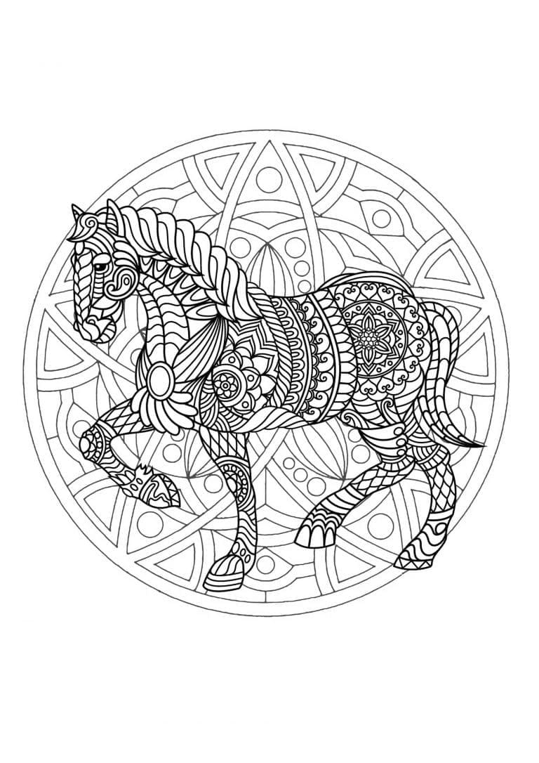 Cheval Mandala Animaux coloring page