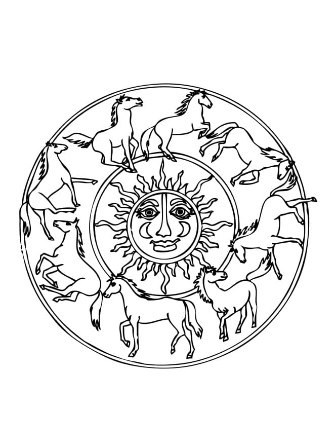 Chevaux Mandala Animaux coloring page