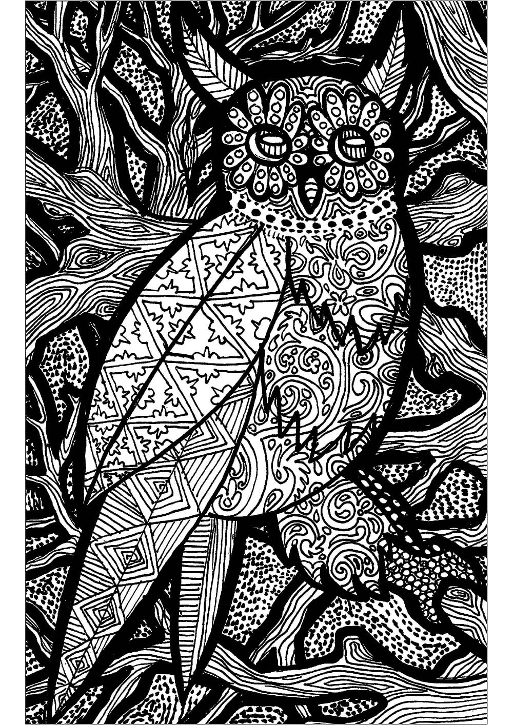 Chouette Zentangle coloring page