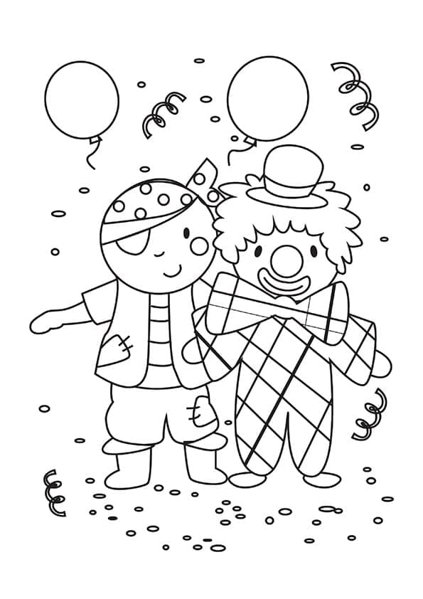 Déguisements de Carnaval, Pirate et Clown coloring page