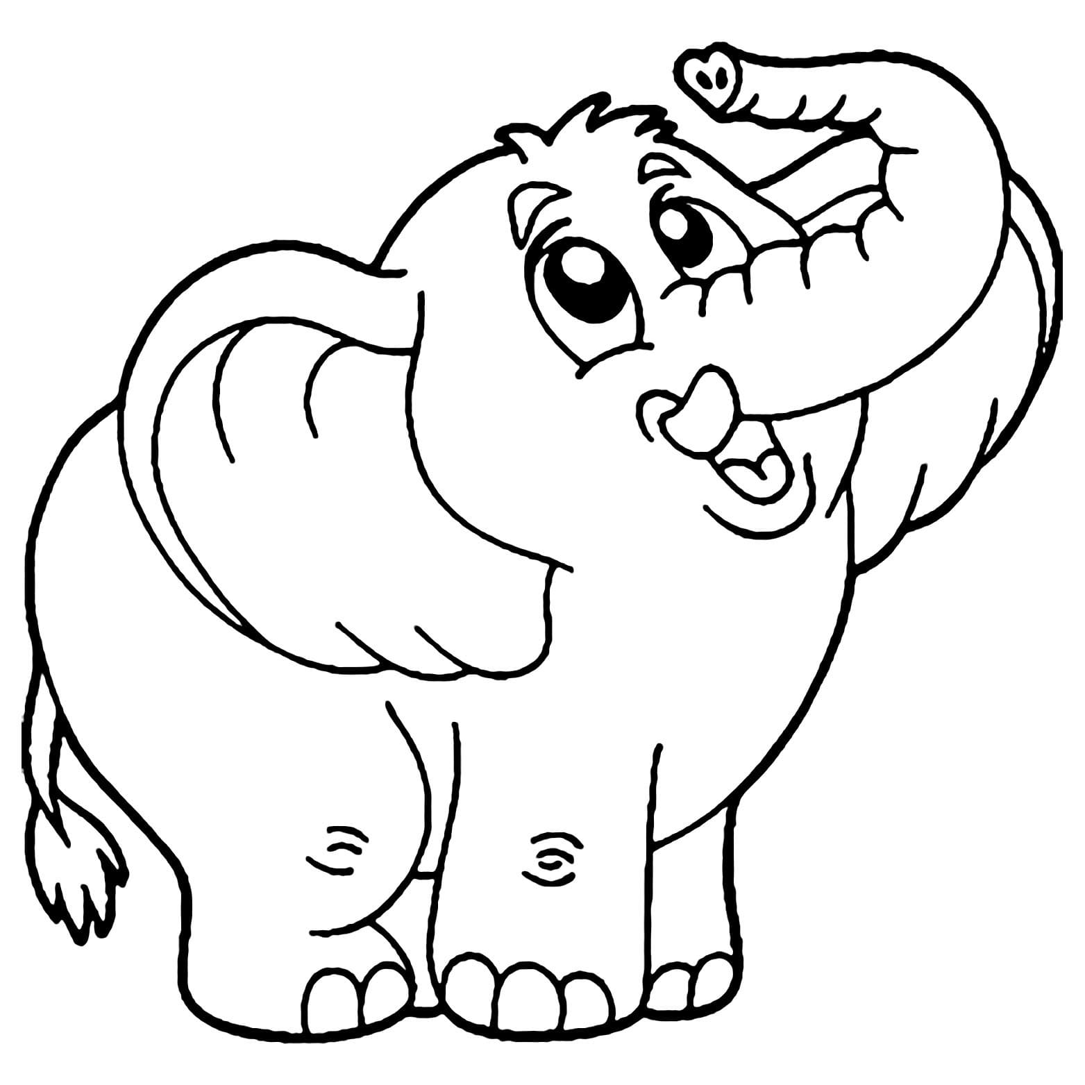 Dessin De Bébé Éléphant Mignon À Imprimer coloring page