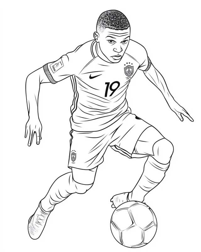 Dessin De Kylian Mbappé Gratuit coloring page