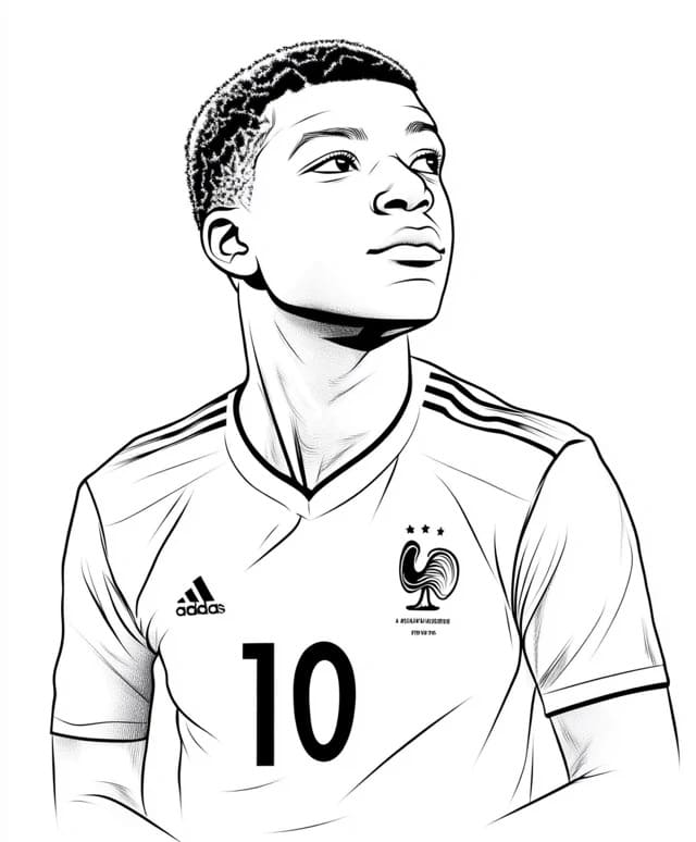 Dessin De Kylian Mbappé Jeune coloring page