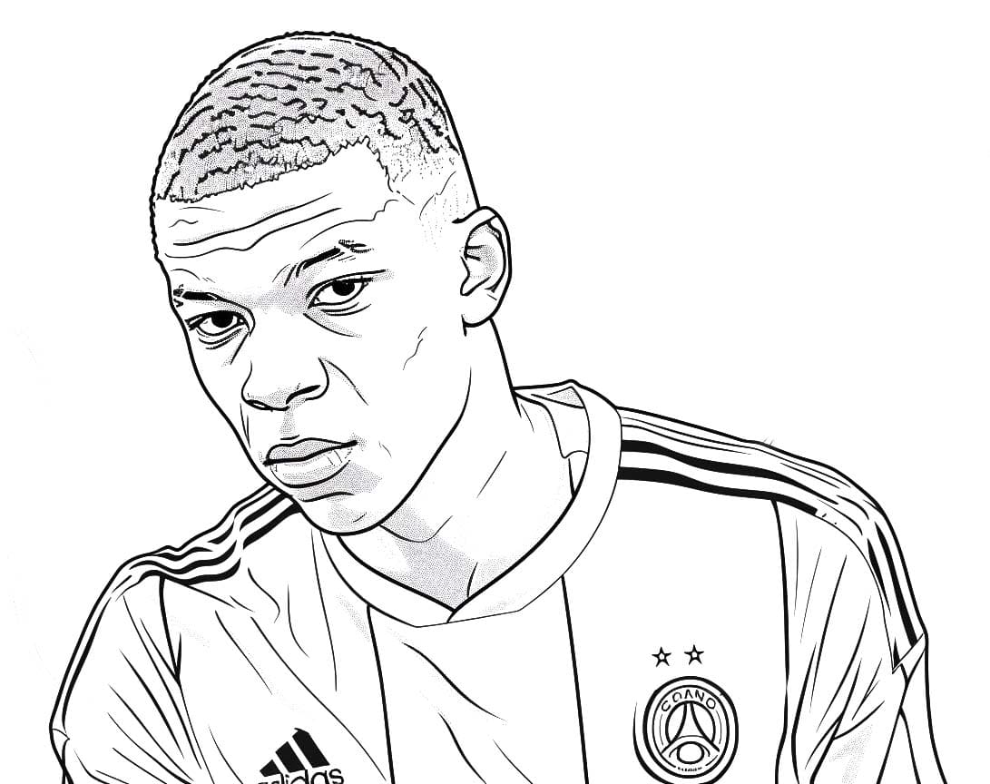 Dessin De Kylian Mbappé Joueur De Football coloring page