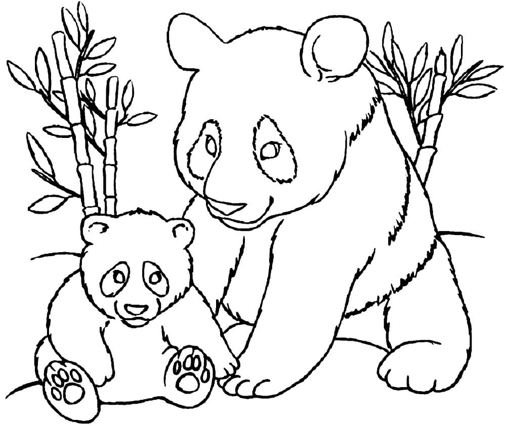 Dessin De Maman Et Bébé Panda coloring page