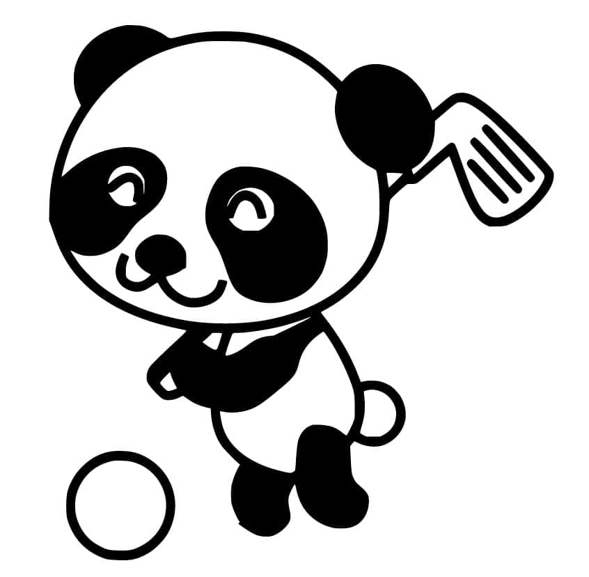 Dessin De Panda Jouant Au Golf coloring page