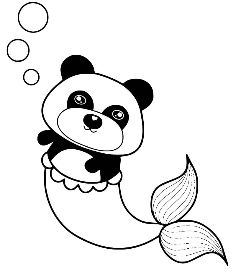 Dessin De Panda Sirène coloring page