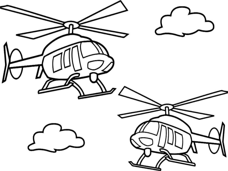 Coloriage Deux Hélicoptères