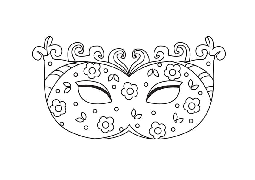 Coloriage D’un Masque de Carnaval avec Des Petites Fleurs