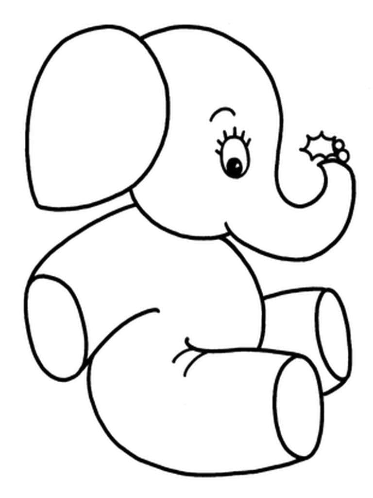 Coloriage Éléphant Mignon