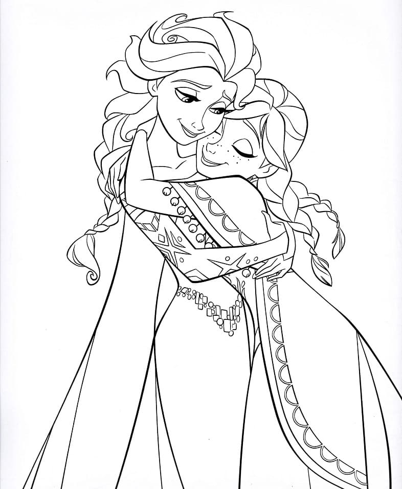 Coloriage Elsa avec Anna