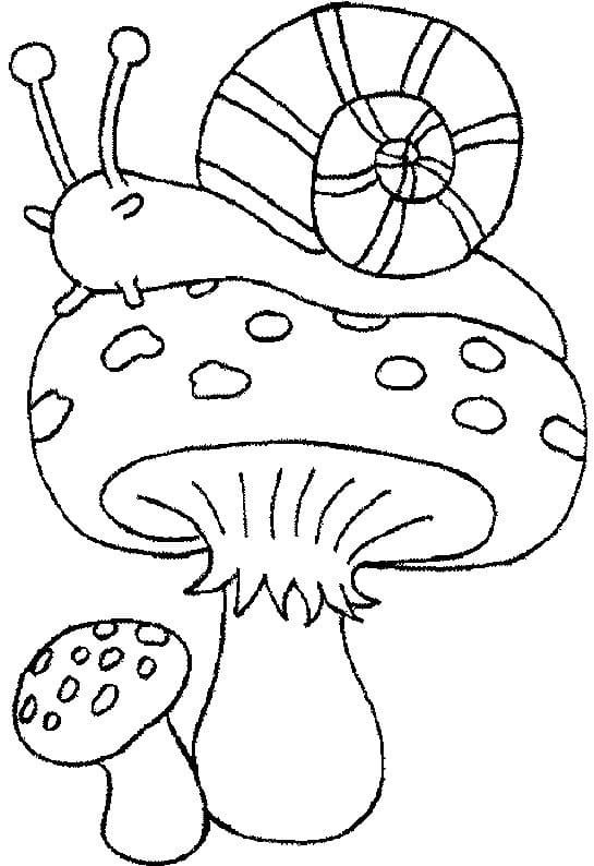 Escargot Sur un Champignon coloring page
