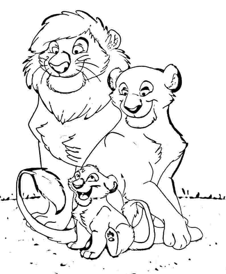 Coloriage Famille de Lions