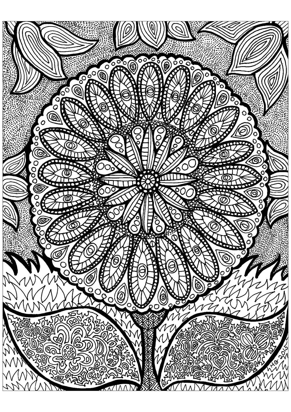 Fleur Zentangle coloring page