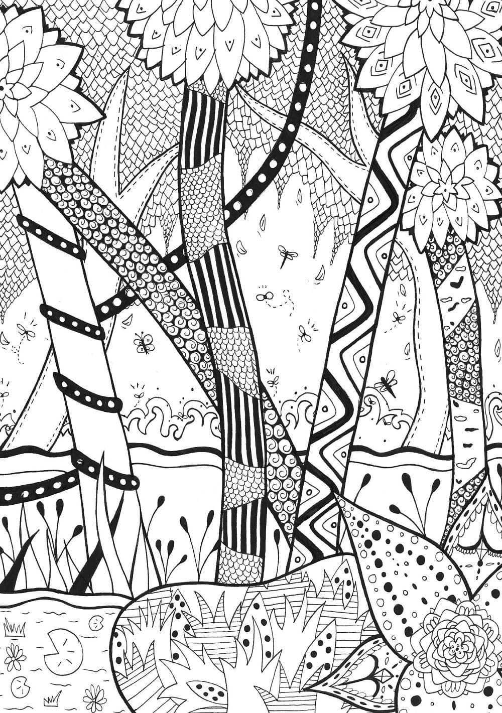 Coloriage Forêt Zentangle