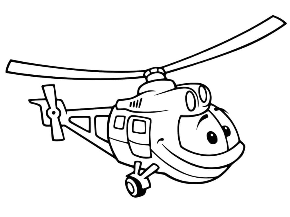 Coloriage Hélicoptère Drôle