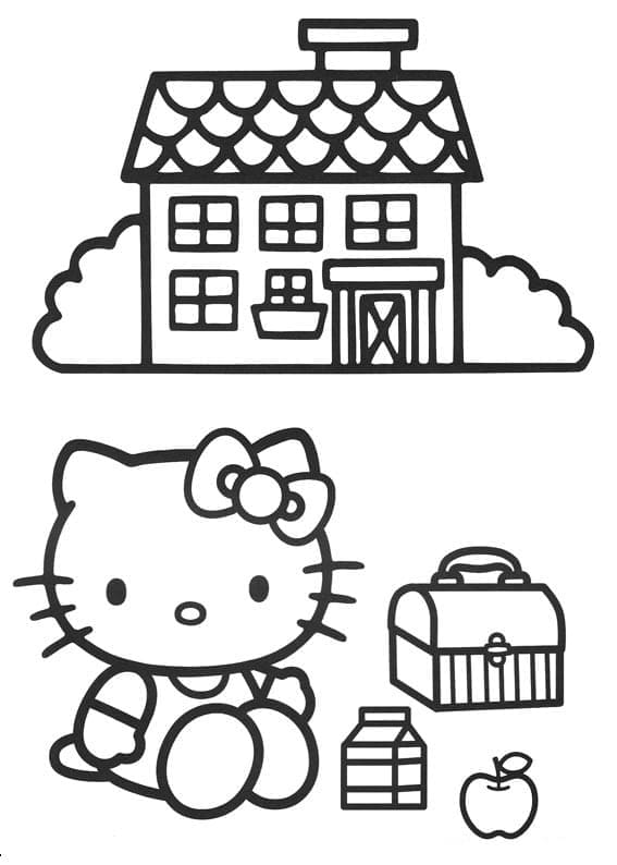 Hello Kitty à l’école coloring page