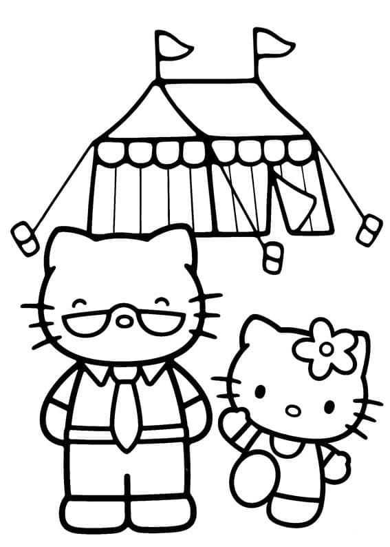 Hello Kitty au Cirque coloring page