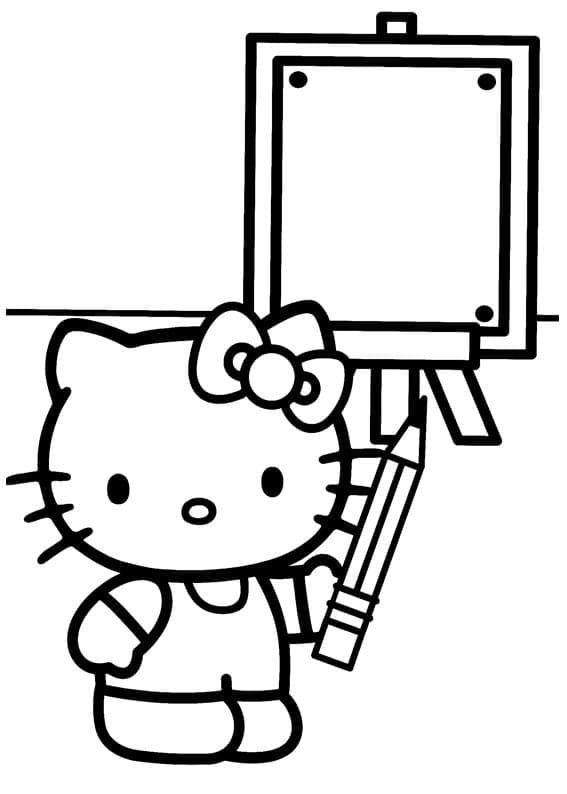Coloriage Hello Kitty au Tableau
