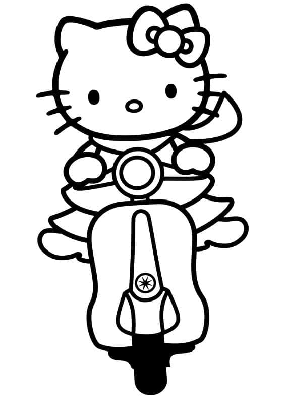 Hello Kitty en Vespa coloring page