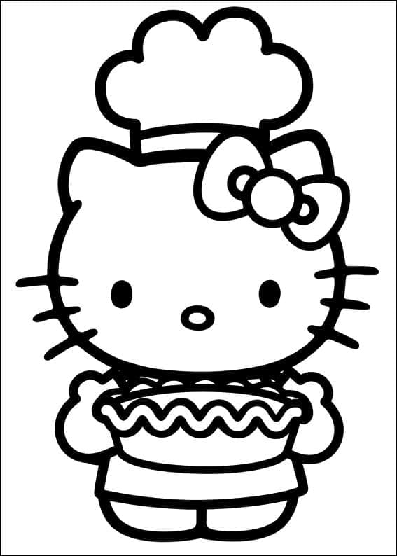 Hello Kitty est un Chef coloring page