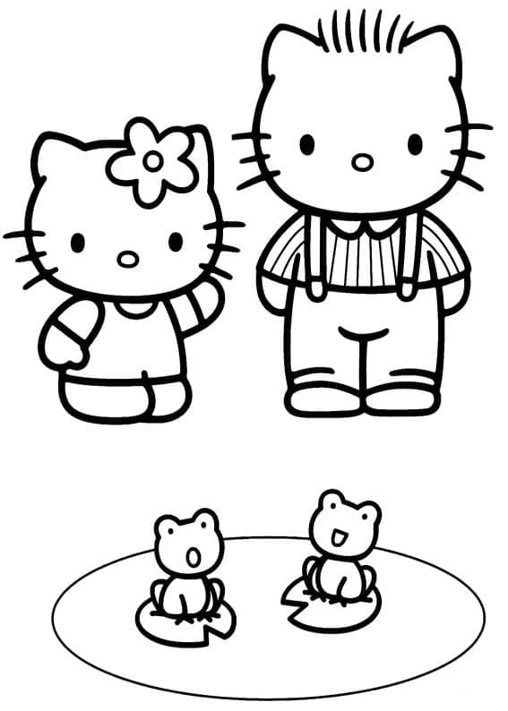 Coloriage Hello Kitty et Daniel